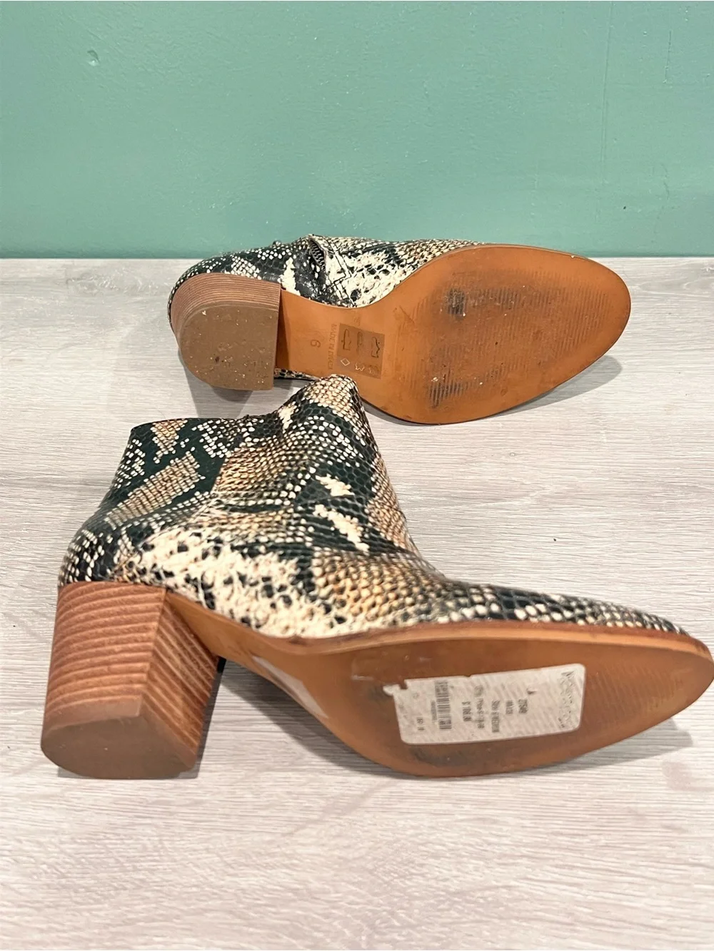 Madewell Snake Print Leather Ankle Boots Women’s Size 6 - Picture 7 of 10